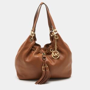 Michael Kors Camden Luggage Brown Leather Drawstring Hobo Shoulder Bag